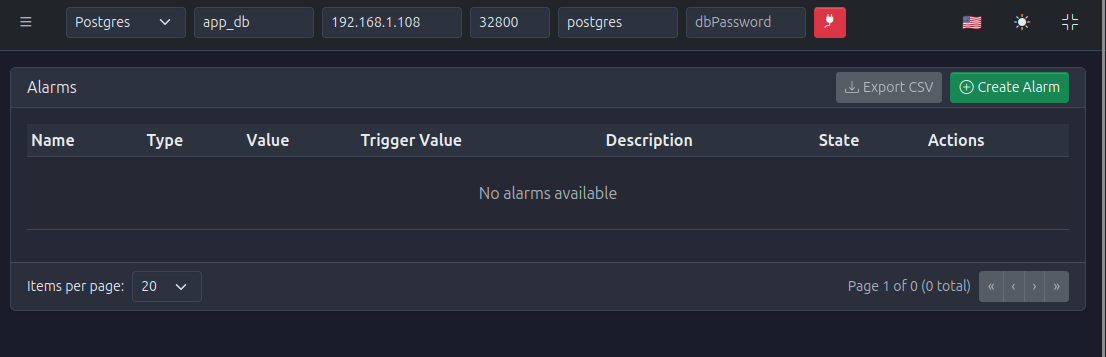Alarms Empty Page