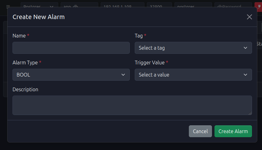 Create Alarm Form