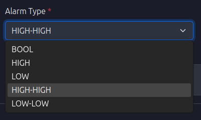 Alarm Type Dropdown