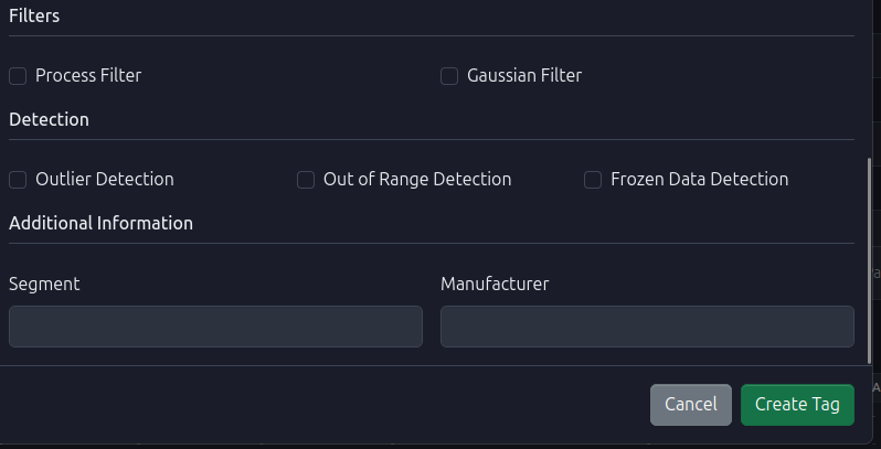 Create and Cancel Buttons