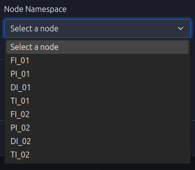 Node Namespace Dropdown