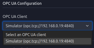 OPC UA Client Dropdown