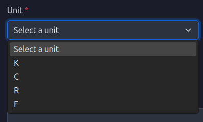 Unit Dropdown