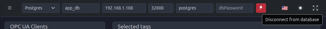 Database Configuration in Navigation Bar