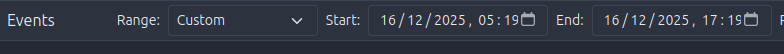 Events Custom Date Range