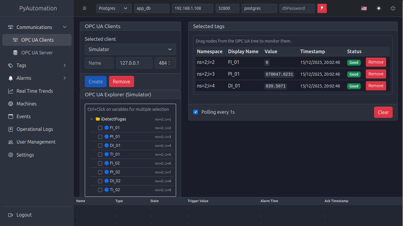 OPC UA Client Screen