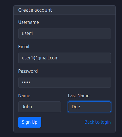 Signup Screen