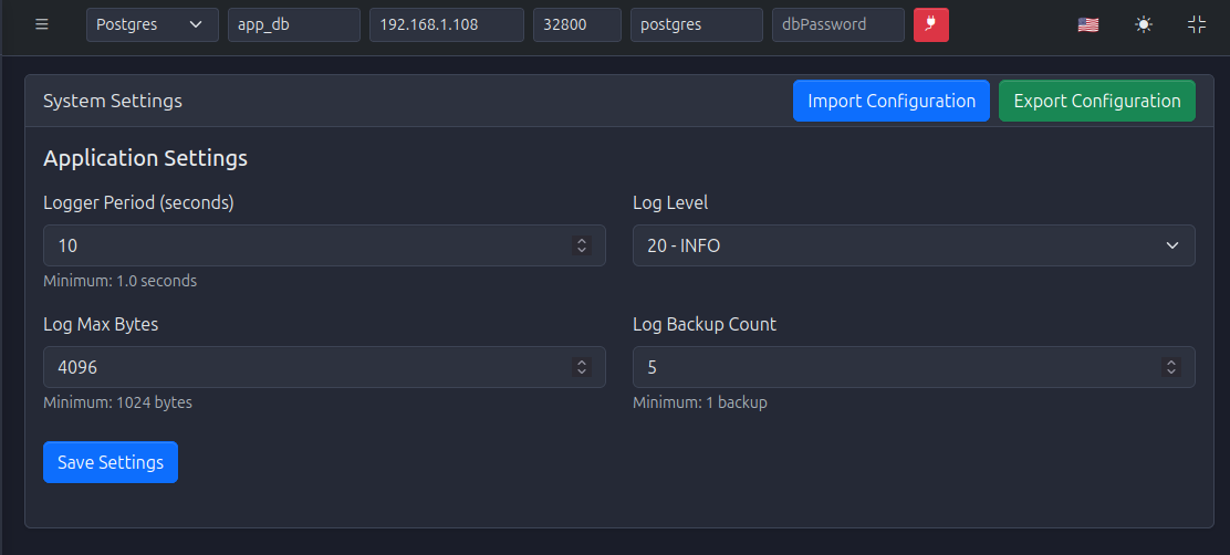 System Settings Page